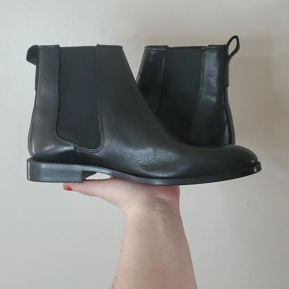 Womens Zara Leather Ankle Boots Size 39 Soft Smooth Leather Chelsea Boots - Picture 2 of 10